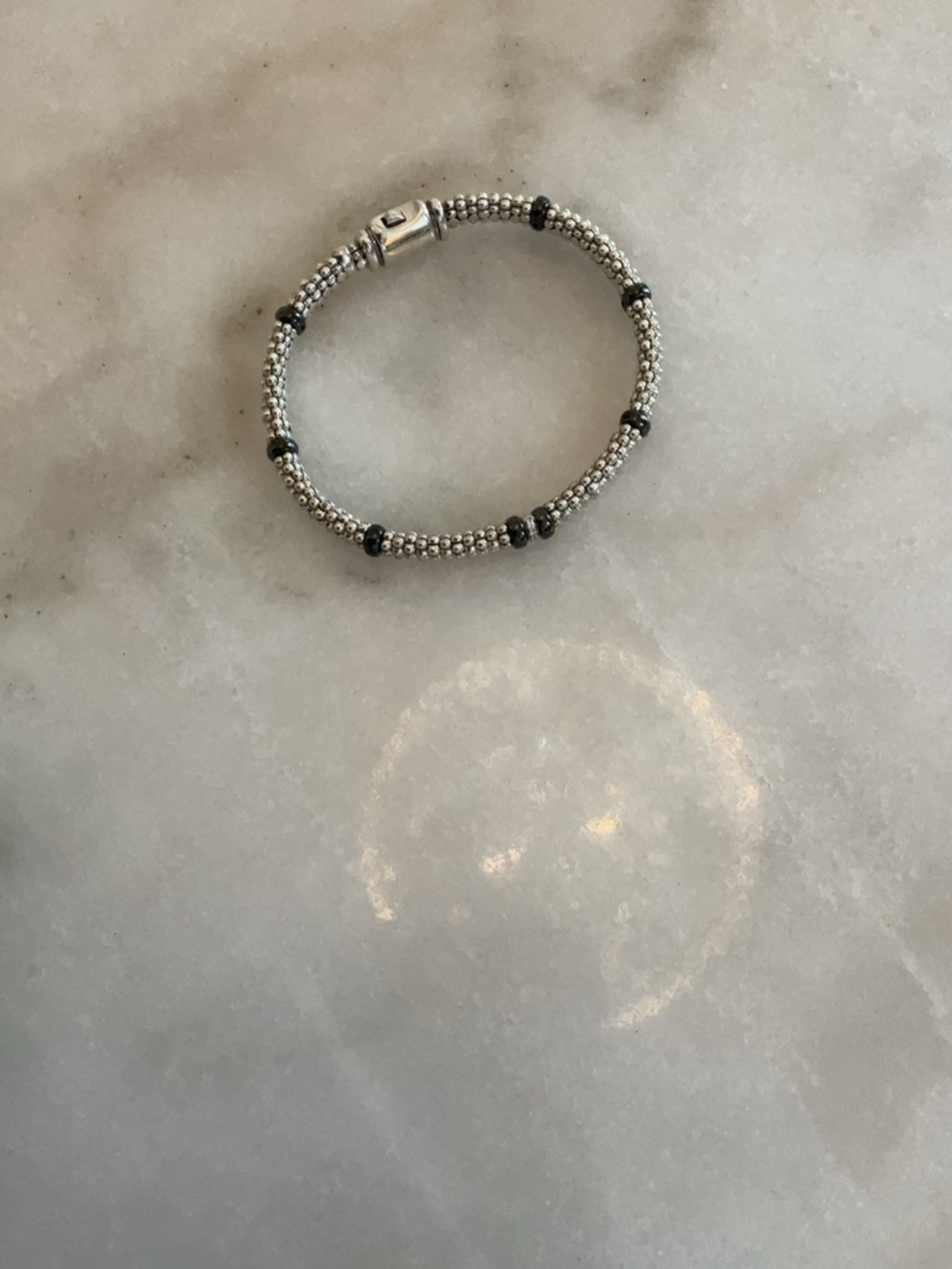 Lagos Silver caviar, black ceramic diamond bracelet - Picture 2 of 4